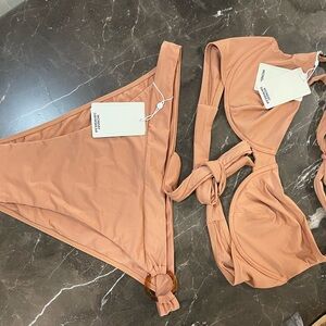 Monday Swimwear Peach-Tan Tie Bikini Set